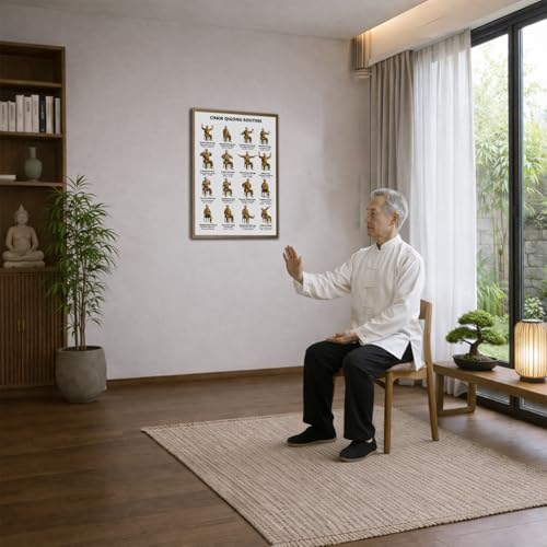 Chair Qigong Routine Poster for Seniors, Unframed Exercise Chart, 12x16