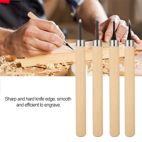Fayelume Wood Carving Tools, 4PCS Chisel Sets, Linocut Tools, Wood Carving, Woodworking Tool for Beginners Printmaking Stamp Rubber