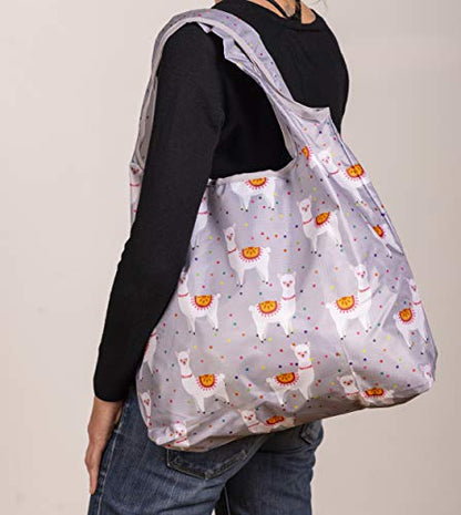O-WITZ Reusable Grocery Bags | Vibrant Tote Bag For Groceries, Gym, Office, Beach Gear, Toys & More | Washable Design With Large Handles For Maximum Convenience | Folds Into A Small Pouch, Llama - color: Llama