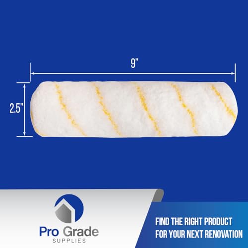 Pro Grade Paint Roller Covers, 9 Inch, 1/2 Inch Microfiber Nap, 5 Pack | For rough, smooth & semi-smooth surfaces | Walls & ceilings | Interior & exterior | Shed-resistant, lint-free