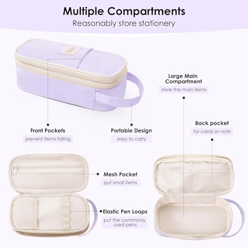 SKYDUE Cute School Supplies Kit, 38 PCS Aesthetic Stationery Set with Large Pencil Case, Pens, Mechanical Pencils, Highlighters & Sticky Notes for School, College Purple - color: Purple