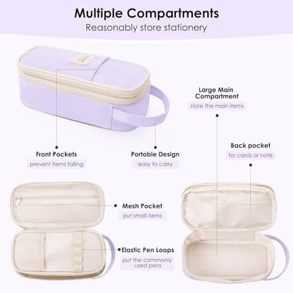 SKYDUE Cute School Supplies Kit, 38 PCS Aesthetic Stationery Set with Large Pencil Case, Pens, Mechanical Pencils, Highlighters & Sticky Notes for School, College Purple - color: Purple