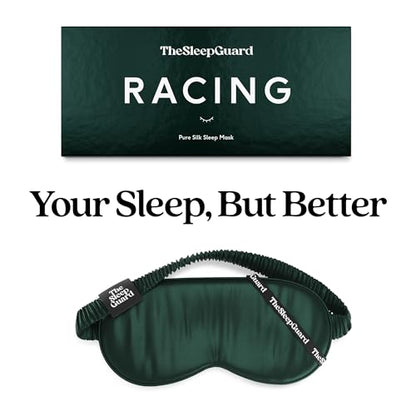 TheSleepGuard Pure Silk Sleep Mask [100% 6A Mulberry Silk, 22 Momme] Light Blocking Travel Essentials. Eye Masks for Sleeping. Black Oeko-Tex Blindfold. Eye Covers for Men & Women - color: Racing Green