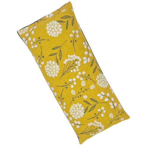 Yoga Eye Pillow, Lavender Microwave Heating Pad Hot & Cold Pack Eye Pillow Aromatherapy Gift, Microwavable, Scented or Unscented, 9" x 4" (Mustard Floral, Lavender & Chamomile) - color: Mustard Floral