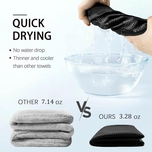 SOYOK 4 Packs Cooling Towels, 40" x 12" Cooling Towels for Neck and Face | High-density microfiber,Soft Breathable,Portable,Reusable, Waterproof Bag,Carabiner,for Running, Yoga, Travel, Climb - color: Light Grey/Light Grey/Dark Grey/Dark Grey