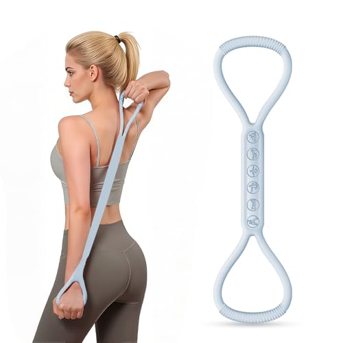 SHANPIN Figure 8 Resistance Band, Silicone Exercise Band with Non-Slip Grip, Full Body Toning for Yoga Pilates Physical Therapy Home Gym, for Women Men - color: Blue 25 LBS
