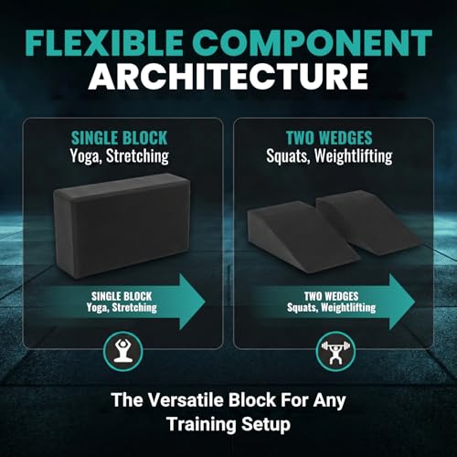 2 Pack Squat Wedge Block for Heel Elevated Squat Weightlifting Calf Stretcher Slant Board for Mobility Balance and Strength Performance