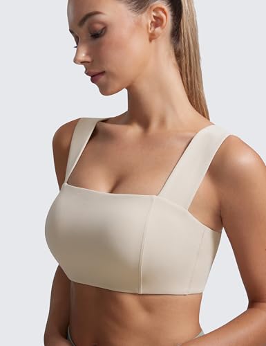CRZ YOGA Butterluxe Wide Strap Sports Bras - color: Mojave Tan, size: XX-Small