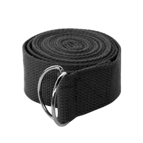 Yoga Strap Stretching Adjustable D-Ring Buckle Non-Elastic Yoga Belt for Pilates Gym Workouts Improve Flexibility - color: Black