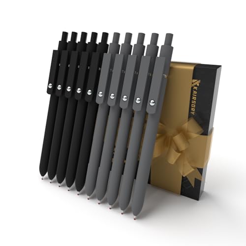 Retractable Gel Pens,0.5mm Fine Point Pen Smooth Writing japanese gel pen, quick drying black ink,High-End Series Ballpoint,Gifts for Women and Men(10 Pcs Black Ink-Black Gray shaft pens) - color: 10 Pcs black and gray-Black Ink-0.5mm-Style 3