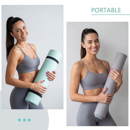 Woanger 2 Pack Hot Yoga Mat Thick 12mm and Towel Non Slip 72" x 26.5" Extra Large Absorbent Microfiber with Nylon Strap for Pilates Exercise Fitness Workout
