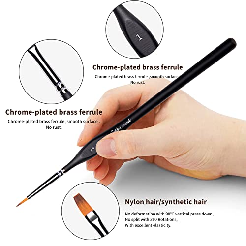 Golden Maple Miniature Paint Brushes, 15PC Model Brushes Micro Detail Paint Brush Set, Fine Detailing for Acrylics, Oils, Watercolors & Paint by Number, Figurine (Black) - color: Black
