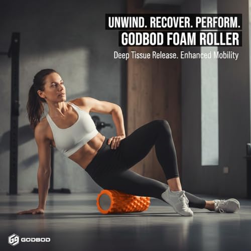 Foam Roller - Deep Tissue Medium Density Muscle Massager with Myofascial Trigger Point Release, Back Massage Roller for Soreness and Mobility 13 x 5.5 Inch, with eBook - color: Orange