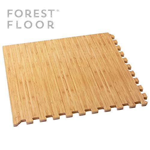 Forest Floor 3/8 Inch Thick Printed Foam Tiles, Premium Wood Grain Interlocking Foam Floor Mats, Anti-Fatigue Flooring – Stylish Flooring Solution - color: Light Bamboo, style: 24 Sq Ft