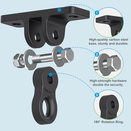 Dolibest Heavy Duty Swing Hangers, Porch Swing Hanging Kit, One-Piece Design Base, Swing Set Hardware with Wood Screws for Playground, Porch, Wooden Sets, Indoor & Outdoor Use (2Pack) - color: Black1-2PCS