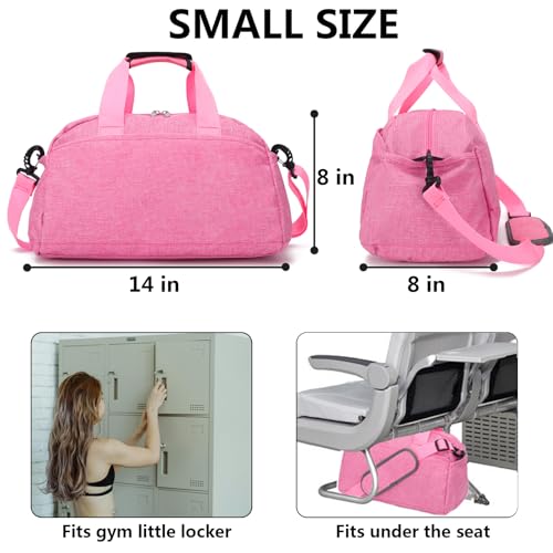 14 inch Small Gym Bag for Women & Men, Mini Duffel Bag for Travel Sports Lightweight Carry On Bag (Rose) - color: Rose
