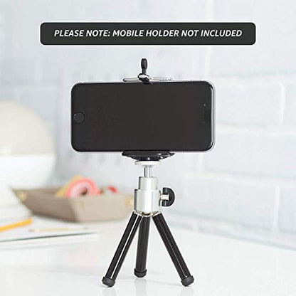Amazon Basics Lightweight Portable Mini Travel Tripod with 360° Ball Head, Adjustable Height, Desktop, Black