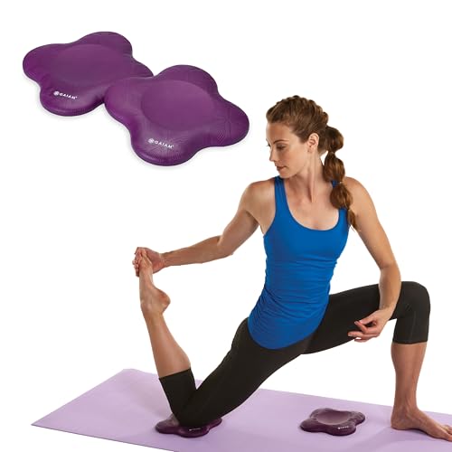 Gaiam Yoga Knee Pads Set of 2, Cushion for Knees & Elbows - color: Purple