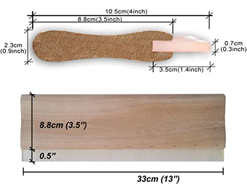 INTBUYING Screen Printing Squeegee Ink Squeegee Wooden Water Scraper 65 Durometer 13nches Long 4 inches Wide with Rubber Blade and Wooden Handle - size: 13 inches long