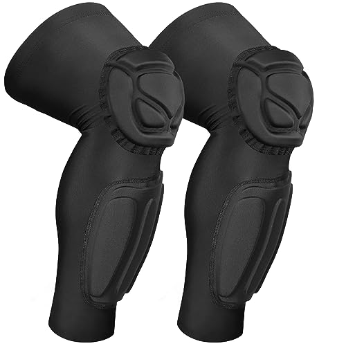Padded Knee Calf Pads Compression Leg Sleeve Thigh Protector Gear Shin Brace for Football Basketball Volleyball Soccer Baseball for Adult (1 Pair) - color: mixblack, size: X-Large