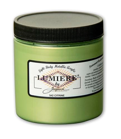 Jacquard Lumiere 8oz Fabric Paint Citrine - Metallic Paint for Fabric Paper Wood Ceramic and Metal - Light-bodied Metallic Acrylic Paint - Lightfast & Vibrant Metallic Acrylic Paints - color: Citrine, size: 8 Fl Oz (Pack of 1)