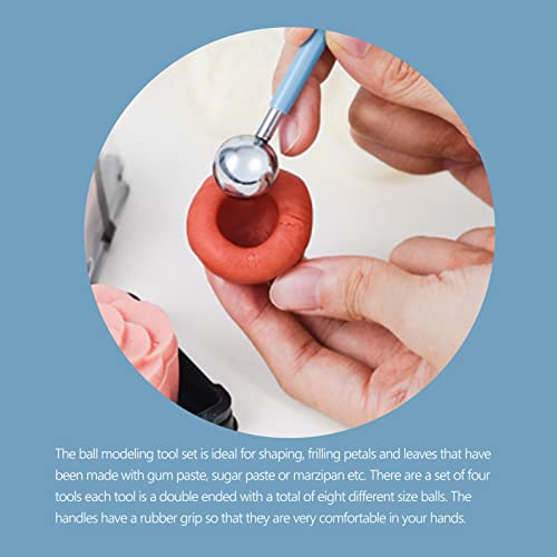 Walfront 4 Pcs Modeling Ball Tools Double Ended 8 Ball Stainless Steel Dotting Modeling Tools Clay Indentation DIY Ceramics Pottery Carving Tool Embossing Sculpting Set