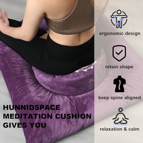 Ultimate Meditation Cushion Set – 2-in-1 Zafu & Zabuton, Buckwheat & Memory Foam, Velvet Cover for Yoga & Mindfulness (Purple) - color: Purple