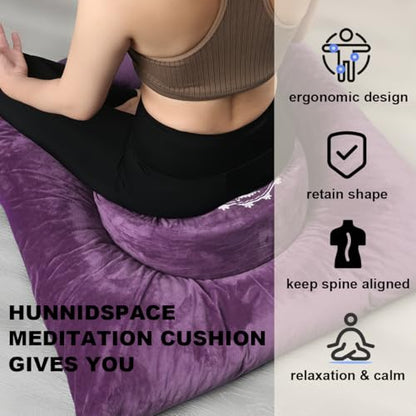 Ultimate Meditation Cushion Set – 2-in-1 Zafu & Zabuton, Buckwheat & Memory Foam, Velvet Cover for Yoga & Mindfulness (Purple) - color: Purple