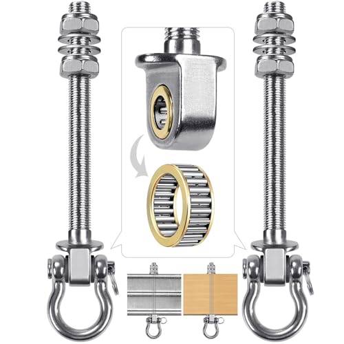 2Pcs Heavy Duty Swing Hangers with Bearings Stainless Steel Swing Hardware for Wood & Metal Beams Swing Hooks for Hanging Hammocks, Yoga Swings, Hanging Chair, Porch Swing 5" X M2/5", 1500LB Capacity - color: 2 Pack - 5"