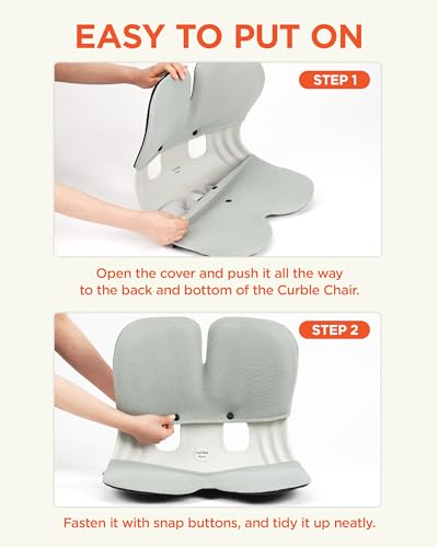 curble Grand Cover, Detachable Cover for Adult Chair, Ergonomic Chair Back Support and Lumbar Support (Grey) - color: Cover Grey