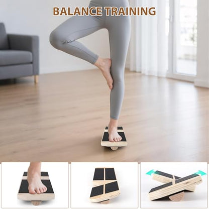 Ankle Foot Strengthener Exerciser for Sprained, Single Leg Balance Board for Sprained Ankle Recovery, Wood Foot Balance Trainer for Posture Corrector, Home Gym Fitness Equipment