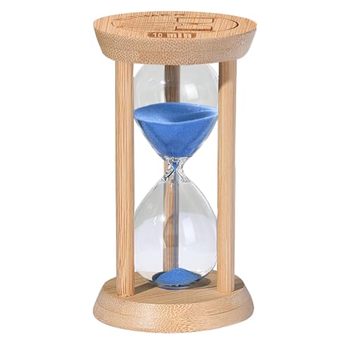 Wooden Sand Timers,10 Minute Bamboo Blue Sand Hourglass for Productivity, Meditation & Decor, 10 Min Reloj De Arena for Kitchen, Office, Game (Blue) - color: Blue, size: 10 minute