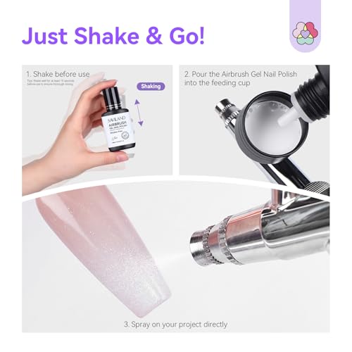 SAVILAND Dilution-Free Airbrush Gel Nail Polish White 2PCS 20ml | Non-Acetone Airbrush for Nails, Hema-Free Airbrush Paint with Fine Mist, for French & Ombre Nail Art Design Salon - color: Z-White Pro