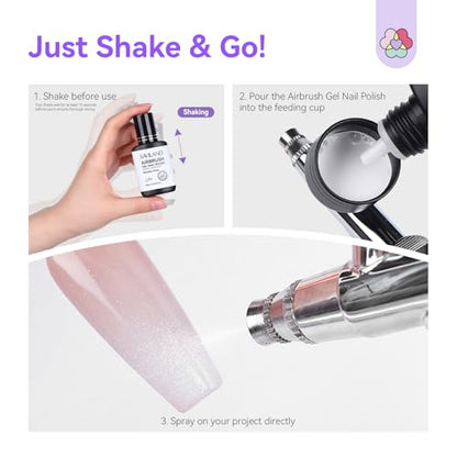 SAVILAND Dilution-Free Airbrush Gel Nail Polish White 2PCS 20ml | Non-Acetone Airbrush for Nails, Hema-Free Airbrush Paint with Fine Mist, for French & Ombre Nail Art Design Salon - color: Z-White Pro
