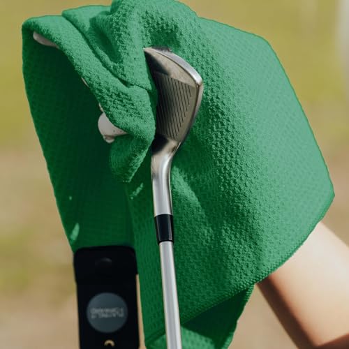 Magnetic Golf Towels for Golf Bags with Clip & Ultra Strong Magnet - Waffle Weave Microfiber Towel for Secure Hold on Bags & Carts - Ideal Club Cleaner & Accessories - Green - color: Green