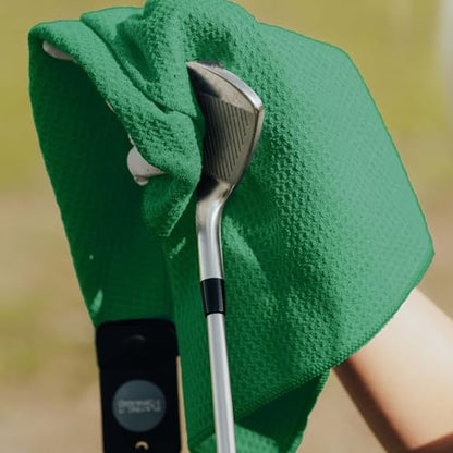 Magnetic Golf Towels for Golf Bags with Clip & Ultra Strong Magnet - Waffle Weave Microfiber Towel for Secure Hold on Bags & Carts - Ideal Club Cleaner & Accessories - Green - color: Green