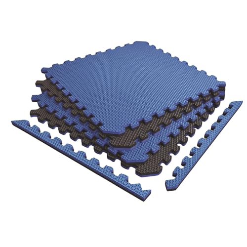 Norsk Reversible 3/4" EVA Foam Gym Floor Tiles, Blue/Black, 4-Pack - color: Dazzling Blue/Black, size: 4 Tiles - 16 Sq. Ft.