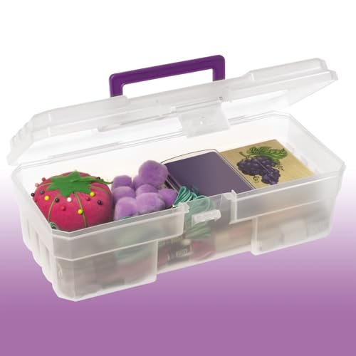 Akro-Mils 12-Inch ProBox Plastic Art Supply, Hobby or Craft Storage Toolbox, Model 09912CLPUR, (12" x 5-1/2" x 4"), Clear (Pack of 6) - size: 6 Pack