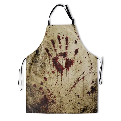 Giwawa Unisex Adult Apron Waterproof Stain Resistant Kitchen Cooking Apron with 2 Pockets for BBQ Grill Painting - color: Blood
