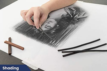 Pacific Arc Artist Vine Charcoal, Medium, Black 12 Pieces, Artist Vine Charcoal Sticks, Medium and Smooth Drawing Charcoal - style: Medium | 12 Sticks