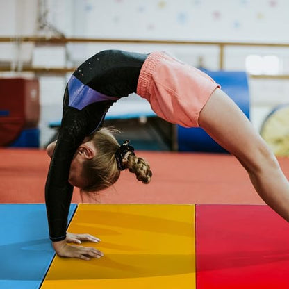 BalanceFrom 10x4 Feet 4-Panel Folding Gymnastics Mat – 2-Inch Thick Pad with Vinyl Surface and Carrying Handles for Tumbling, Yoga, Pilates, Home Workouts, and Martial Arts - color: Multi-Color