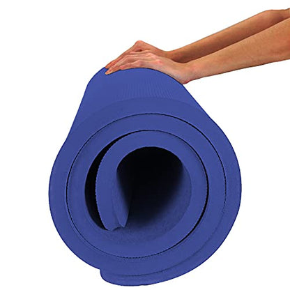 Hatha Yoga 4/5 inch TPE Yoga Mat Fitness & Exercise Mats Large Size 72"L x 32"W Non-Slip Anti-Tear For Women Men - color: Blue