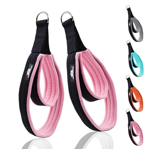 Pilates Double Loop Straps for Reformer, Thickened D-Ring Handle Fitness Straps, 2 Lengths Multicolor Yoga Accessories for Home Workout - color: black pink, size: size M