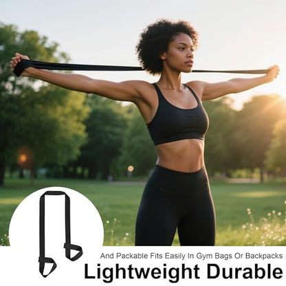 Yoga Mat Carrier Strap Adjustable Cotton Sling for Large Thick Mats 2 in 1 Carrying Strap and Stretching Band - color: Black