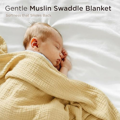 Threadmill Cotton Swaddle Blanket, Muslin, Beige, Breathable, Ultra-Soft | 100% Cotton, Muslin Weave, 41x37 in, Breathable, OEKO-TEX Certified, Machine Washable - color: Beige, size: Baby