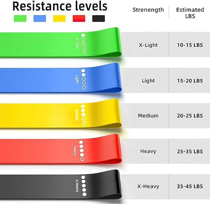 Moore's Quality Resistance Loop Exercise Bands with Carry Bag, Set of 5, Natural Latex, Multiple Resistance Levels for Strength Training, Physical Therapy, Yoga, Pilates, Stretching