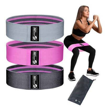 Fittest Pro by Limm Resistance Bands for Legs and Butt, Fabric Exercise Loop Bands Yoga, Pilates, Rehab, Fitness and Home Workout, Strength Bands for Booty - color: Pink Fabric Booty Bands