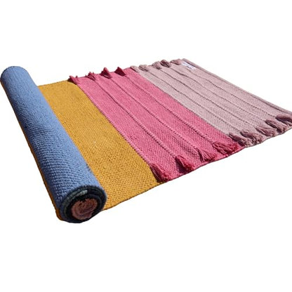 Jaipur art & Rugs Cotton Yoga Mat - Eco-Friendly Hand-Woven Rug - Non Slip & Thick (24”x72”x5mm) for Everyday Fitness at Home - Comfortable Extra-Long - color: Multicolor 11