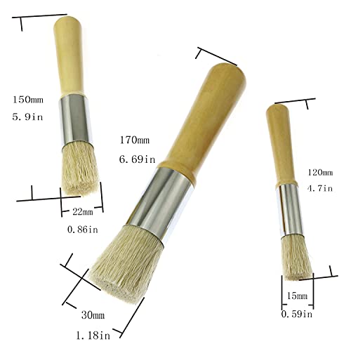 Wooden Stencil Brush 3PCS Natural Pure Hog Bristle Template Paint Brushes for Acrylic Oil Watercolor Art Painting Stencil Project Card Making DIY Crafts (#2,6# and #10)