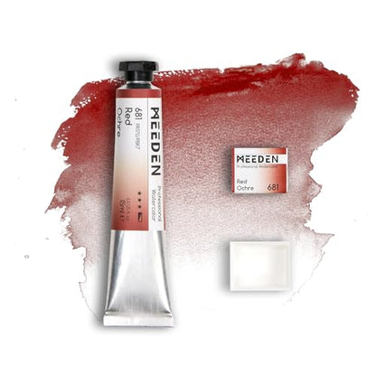 MEEDEN Professional Artist Watercolor Paint: Red Ochre - 15ml/0.5oz | Water Color Tube, Semi-Moist Pigment Half Pan and Empty Matching Half Pan for Artists Pros - color: Red Ochre